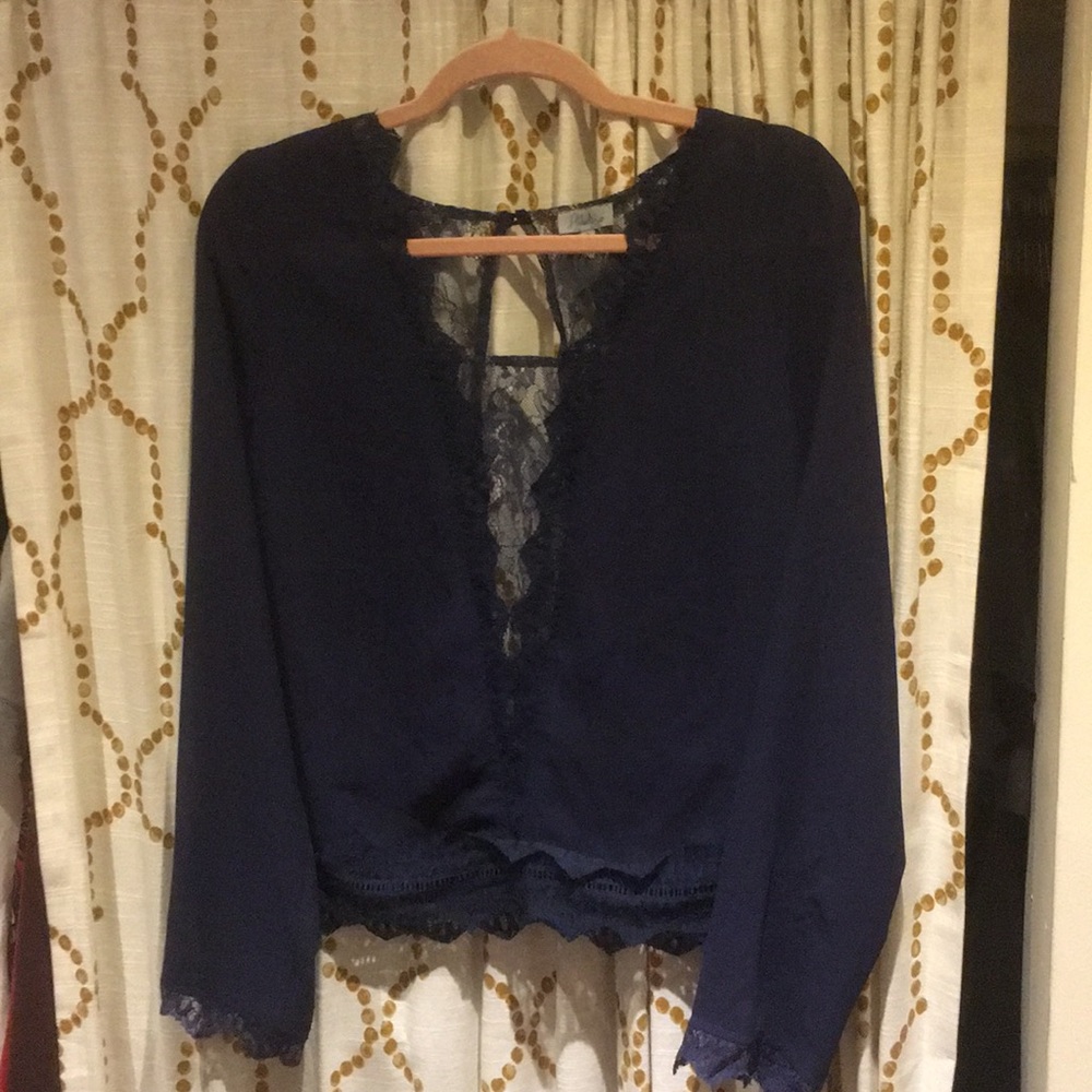 Abbeline Navy Blue lace blouse